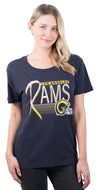 Ultra Game NFL Los Angeles Rams Womens Scoop Neck Short Sleeve Tee Shirt|Los Angeles Rams