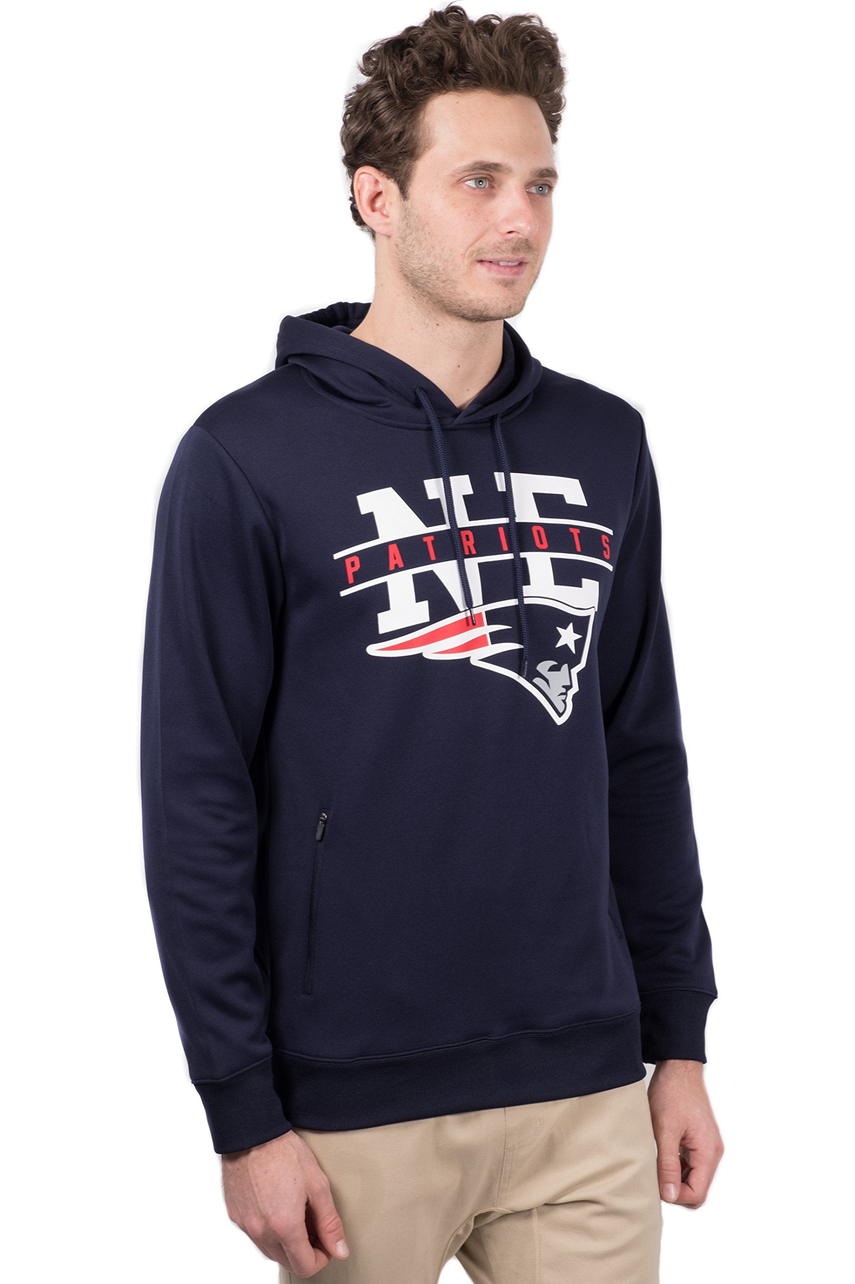 Ultra Game NFL New England Patriots Mens Soft Fleece Hoodie Pullover Sweatshirt With Zipper Pockets|New England Patriots - UltraGameShop