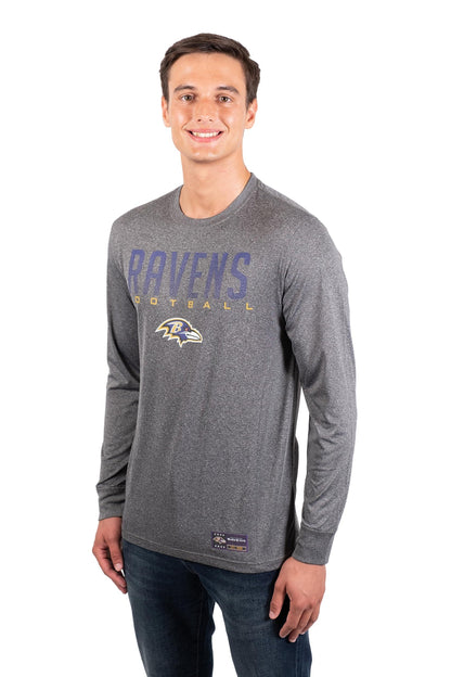 Ultra Game NFL Baltimore Ravens Mens Active Quick Dry Long Sleeve T-Shirt|Baltimore Ravens - UltraGameShop