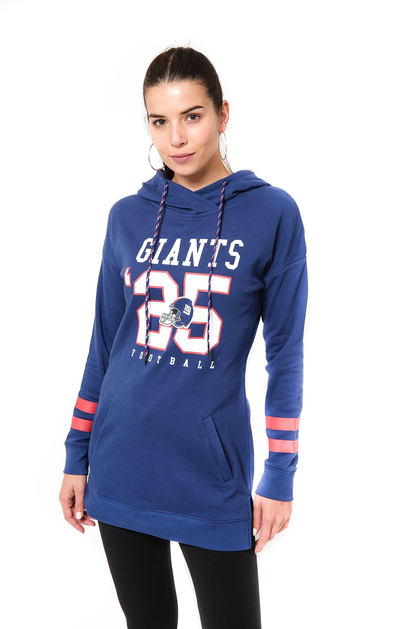 Ultra Game NFL New York Giants Womens Soft French Terry Tunic Hoodie Pullover Sweatshirt|New York Giants - UltraGameShop