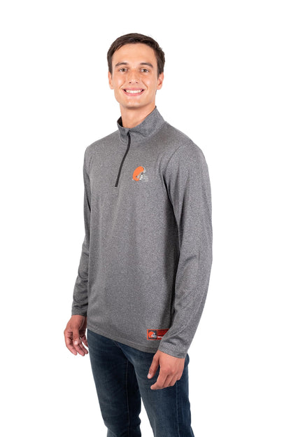 Ultra Game NFL Cleveland Browns Mens Super Soft Quarter Zip Long Sleeve T-Shirt|Cleveland Browns - UltraGameShop