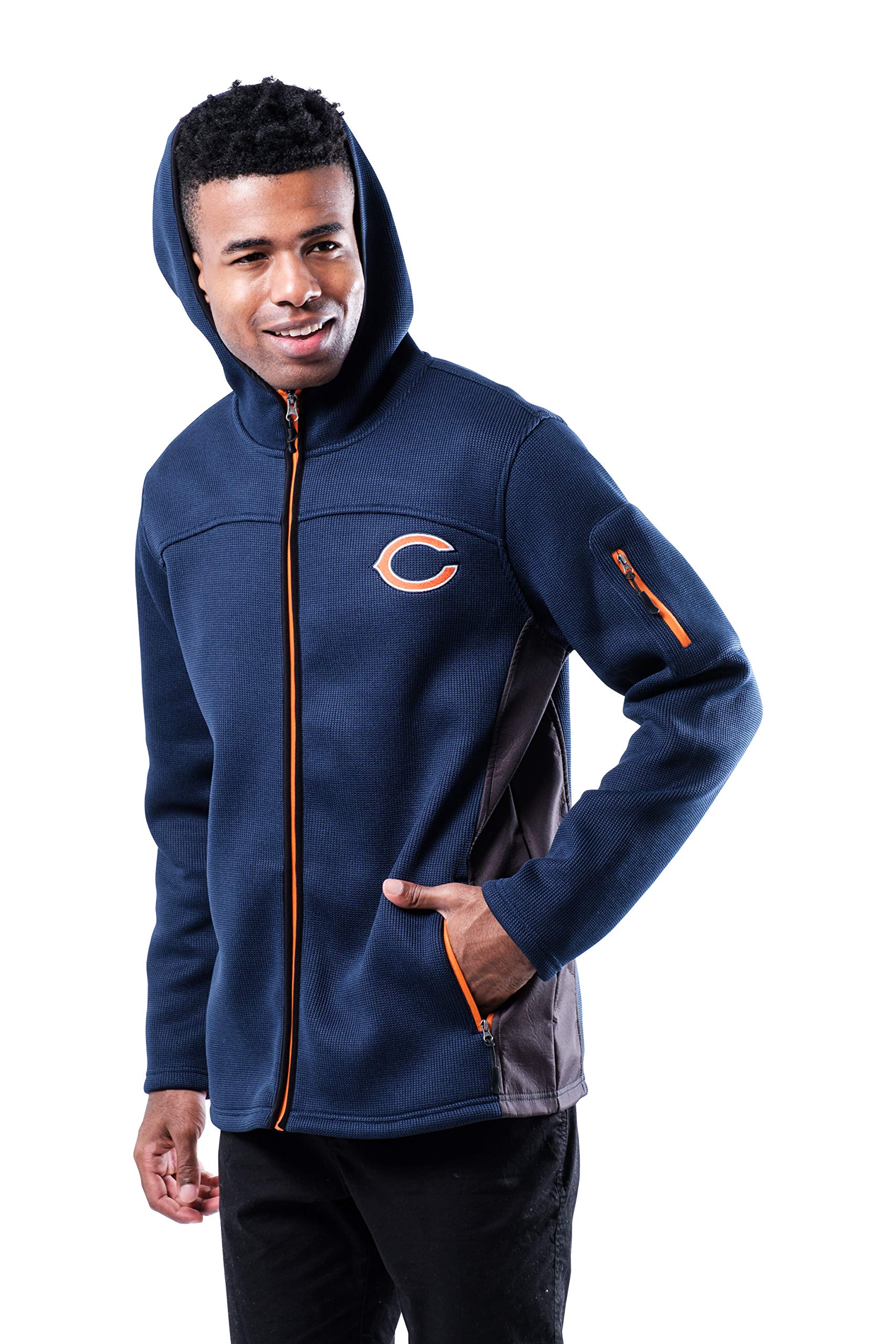 Ultra Game NFL Chicago Bears Mens Extra Soft Fleece Quarter-Zip Pullover Hoodie Sweatshirt|Chicago Bears