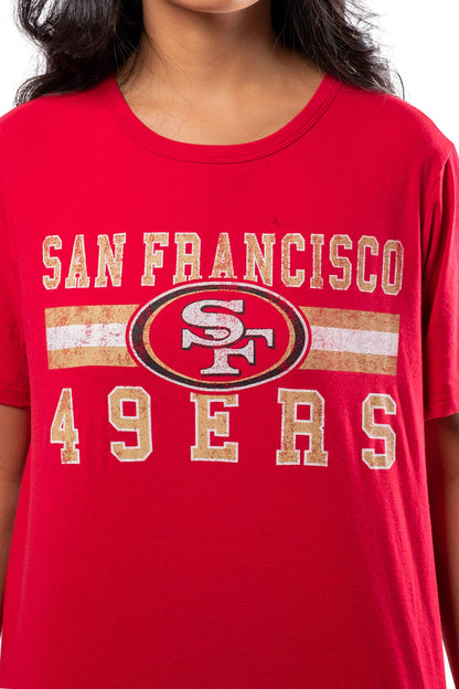 Ultra Game NFL San Francisco 49ers Womens Distressed Graphics Soft Crew Neck Tee Shirt|San Francisco 49ers - UltraGameShop