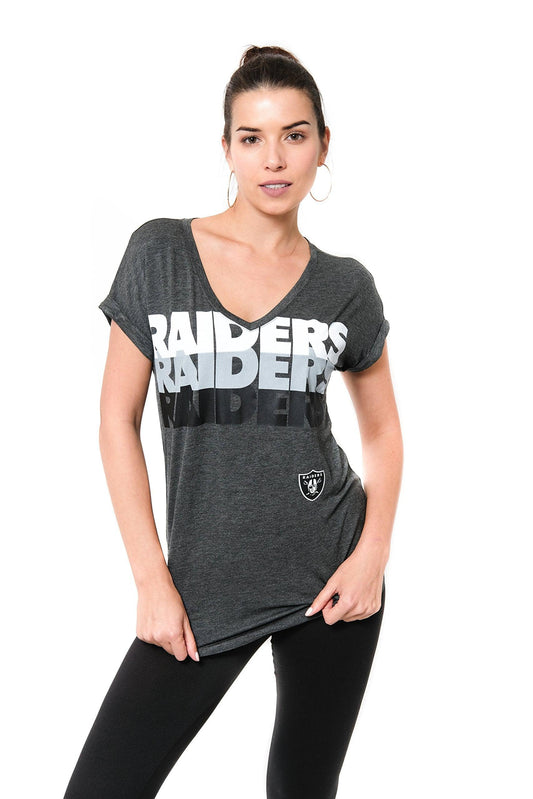 Ultra Game NFL Las Vegas Raiders Womens Vintage Stripe Soft Modal Tee Shirt|Las Vegas Raiders - UltraGameShop