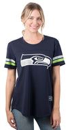 Ultra Game NFL Seattle Seahawks Womens Soft Mesh Varsity Stripe T-Shirt|Seattle Seahawks