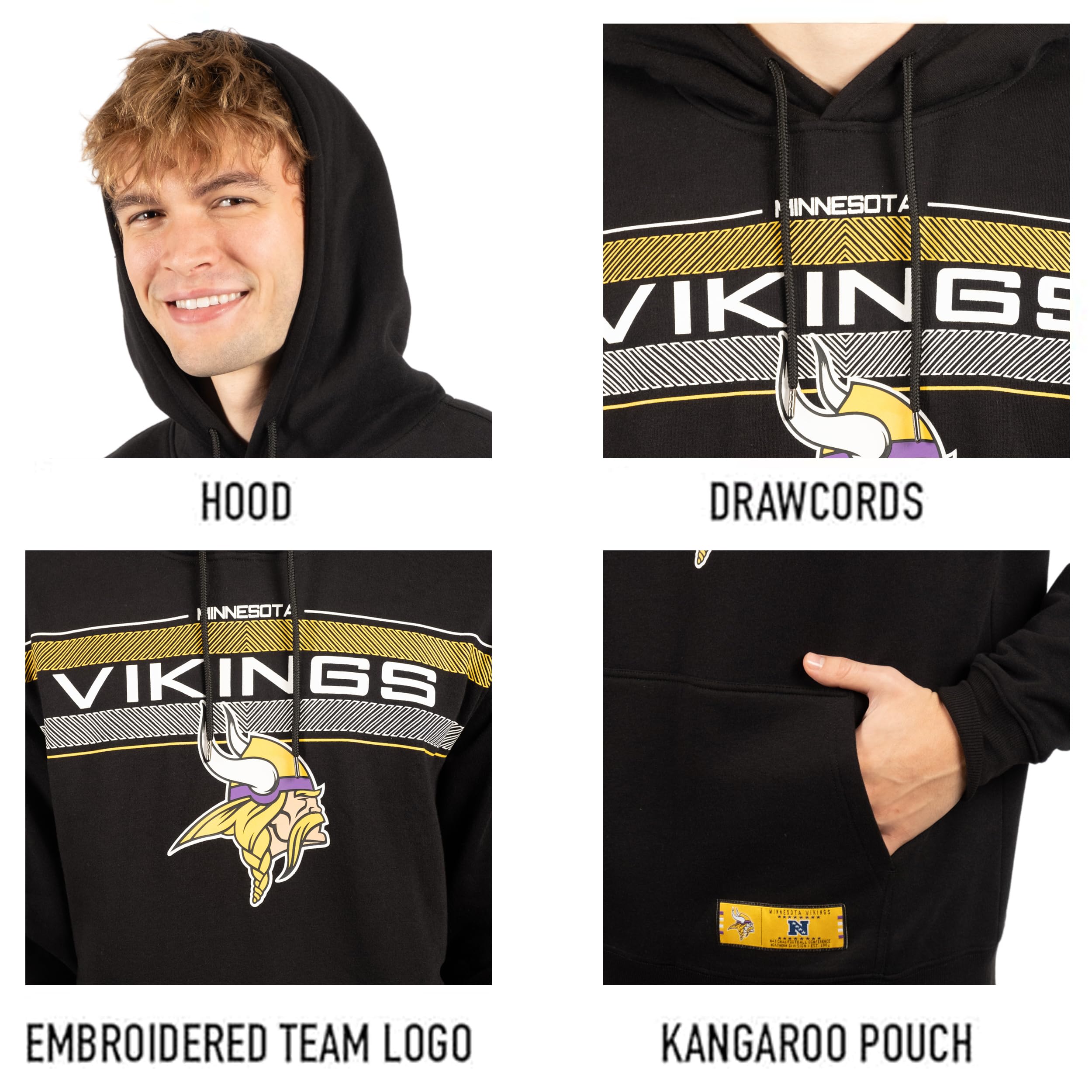 Ultra Game NFL Minnesota Vikings Mens Super Soft Supreme Pullover Hoodie Sweatshirt|Minnesota Vikings