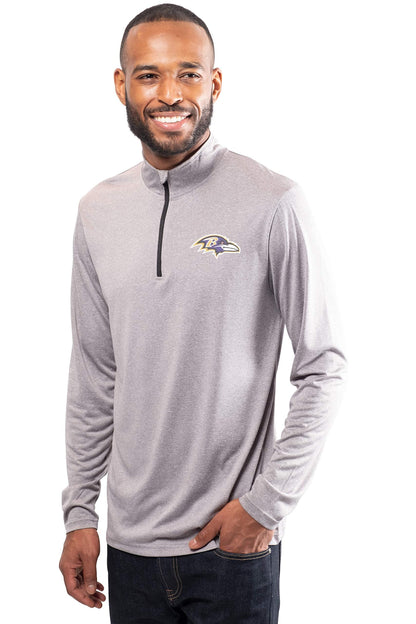 Ultra Game NFL Baltimore Ravens Mens Super Soft Quarter Zip Long Sleeve T-Shirt|Baltimore Ravens - UltraGameShop