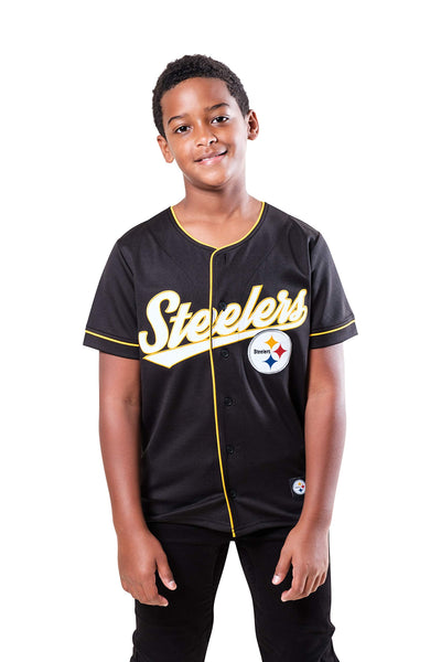 Ultra Game NFL Pittsburgh Steelers Youth Soft Mesh Baseball Jersey T-Shirt|Pittsburgh Steelers