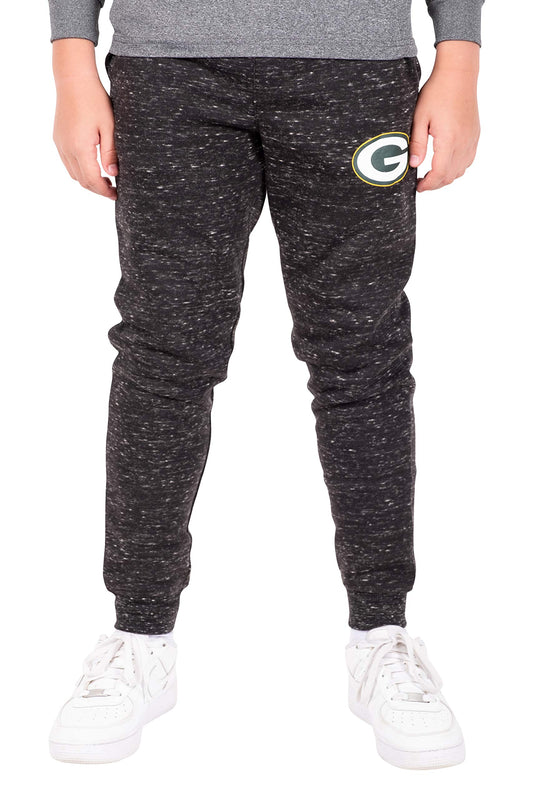 Ultra Game NFL Green Bay Packers Youth Extra Soft Black Snow Fleece Jogger Sweatpants|Green Bay Packers - UltraGameShop