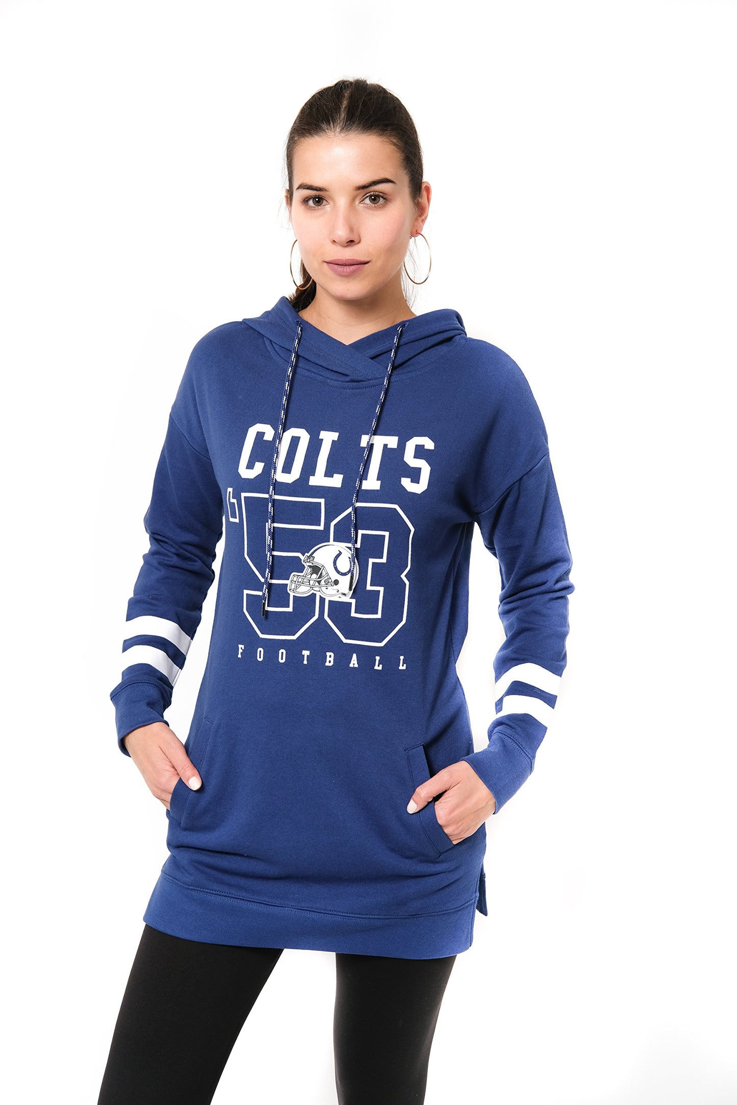 Ultra Game NFL Indianapolis Colts Womens Soft French Terry Tunic Hoodie Pullover Sweatshirt|Indianapolis Colts - UltraGameShop