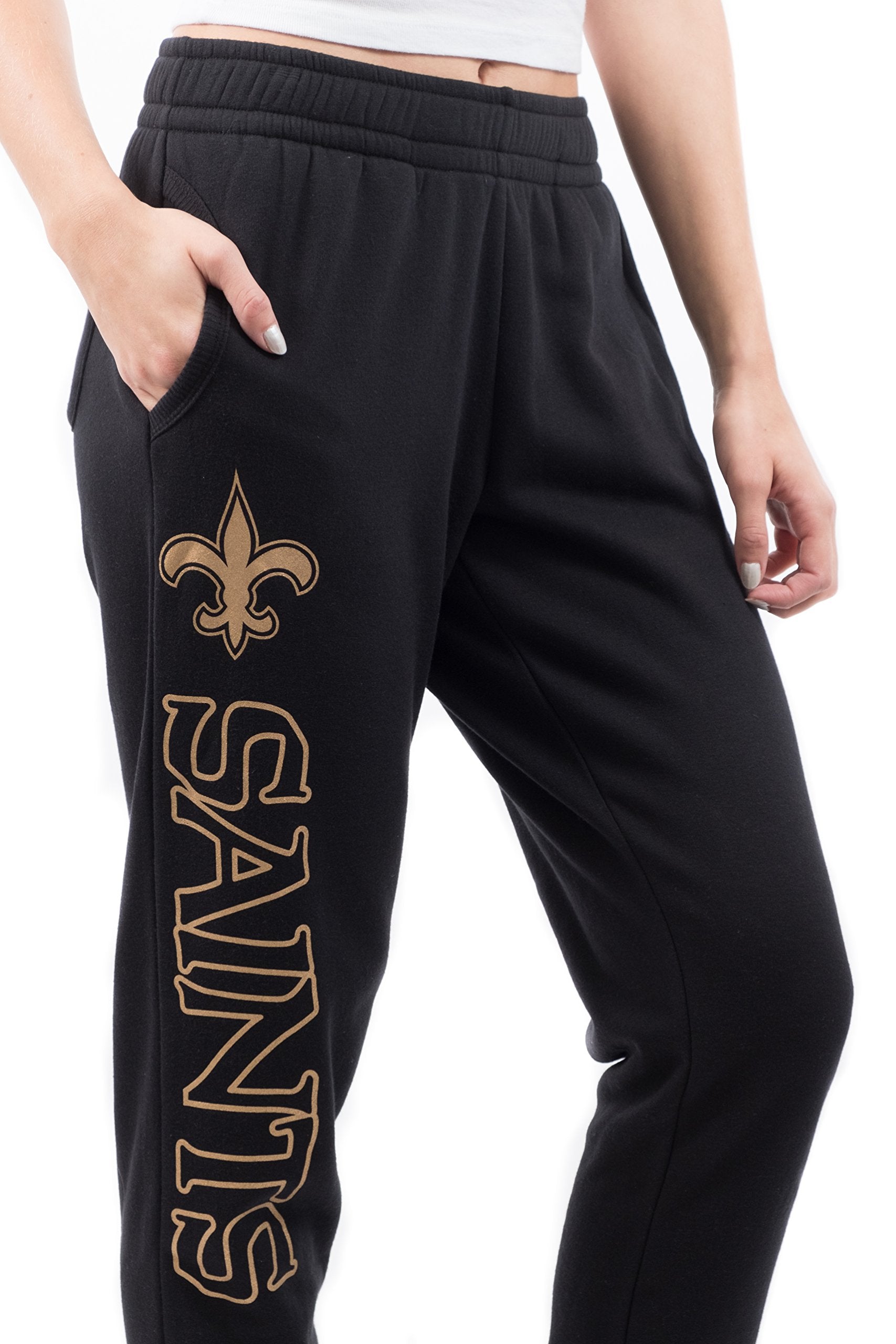 Ultra Game NFL New Orleans Saints Womens Super Soft Fleece Jogger Sweatpants|New Orleans Saints - UltraGameShop