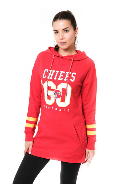 Ultra Game NFL Kansas City Chiefs Womens Soft French Terry Tunic Hoodie Pullover Sweatshirt|Kansas City Chiefs - UltraGameShop