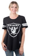 Ultra Game NFL Las Vegas Raiders Womens Soft Mesh Varsity Stripe T-Shirt|Las Vegas Raiders