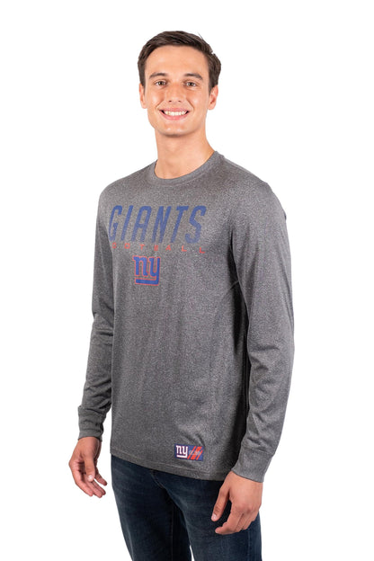 Ultra Game NFL New York Giants Mens Active Quick Dry Long Sleeve T-Shirt|New York Giants - UltraGameShop