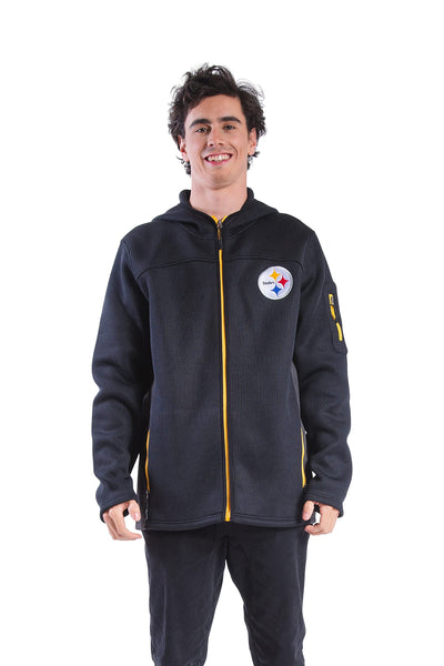 Ultra Game NFL Pittsburgh Steelers Mens Extra Soft Fleece Quarter-Zip Pullover Hoodie Sweatshirt|Pittsburgh Steelers