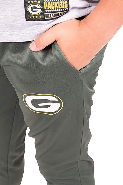 Ultra Game NFL Green Bay Packers Youth High Performance Moisture Wicking Fleece Jogger Sweatpants|Green Bay Packers - UltraGameShop