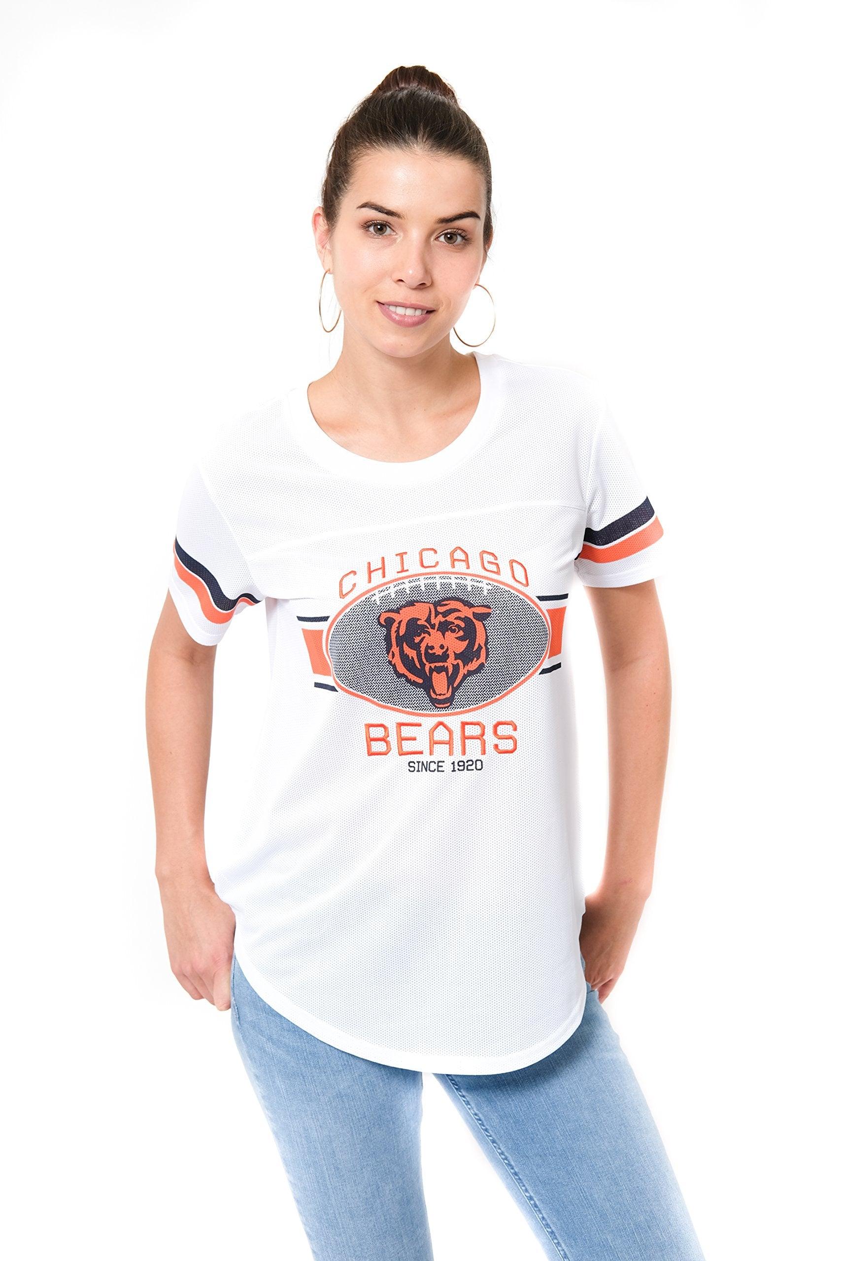 Ultra Game NFL Chicago Bears Womens Soft Mesh Jersey Varsity Tee Shirt|Chicago Bears White Small