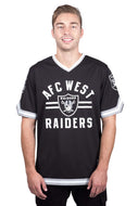Ultra Game NFL Las Vegas Raiders Mens Standard Jersey V-Neck Mesh Stripe Tee Shirt|Las Vegas Raiders