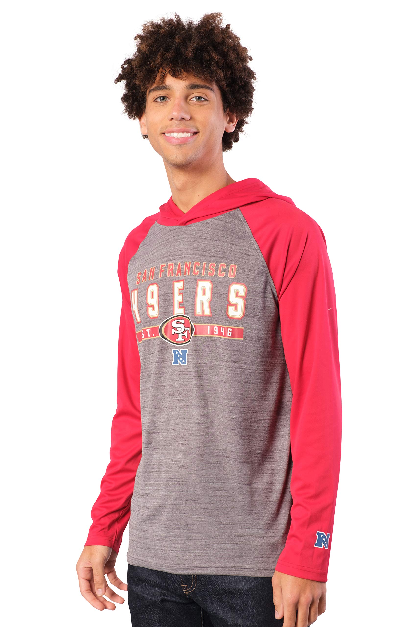 Ultra Game NFL San Francisco 49ers Mens Athletic Performance Soft Pullover Lightweight Hoodie Sweatshirt|San Francisco 49ers