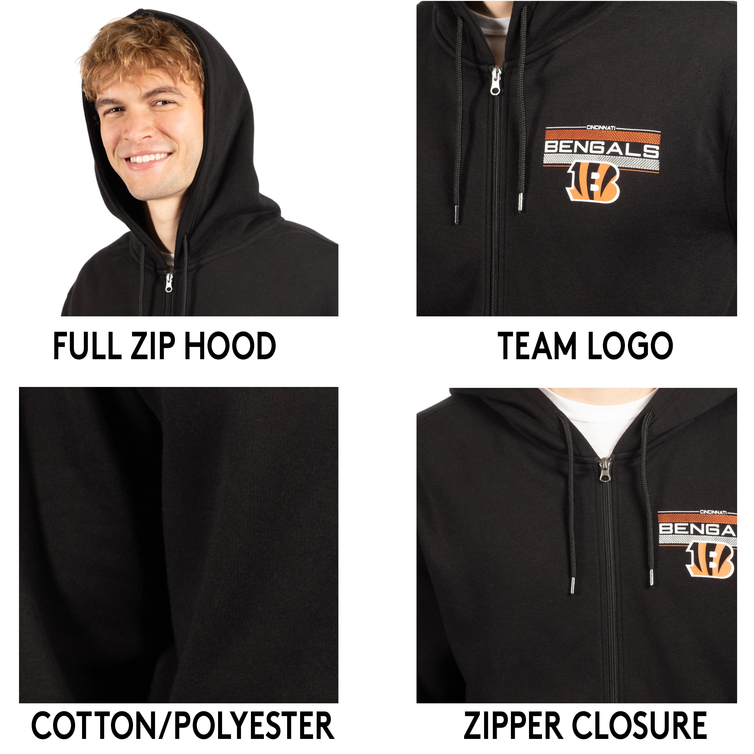 Ultra Game NFL Cincinnati Bengals Mens Standard Sherpa Full Zip Cozy Fleece Hoodie Sweatshirt Jacket|Cincinnati Bengals