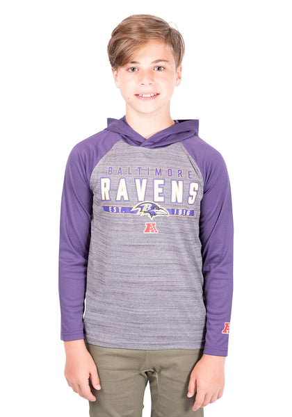 Ultra Game NFL Baltimore Ravens Youth Moisture Wicking Athletic Performance Pullover Lightweight Sweatshirt Hoodie|Baltimore Ravens