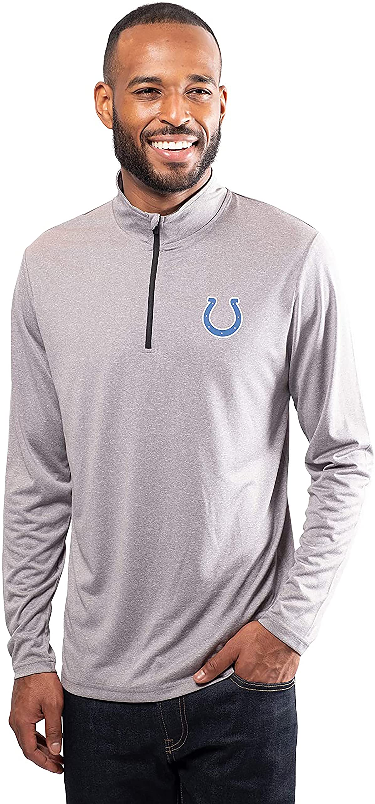 Ultra Game NFL Indianapolis Colts Mens Super Soft Quarter Zip Long Sleeve T-Shirt|Indianapolis Colts - UltraGameShop