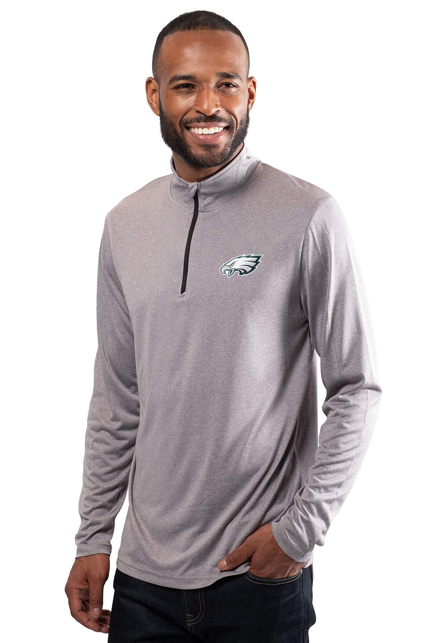 Ultra Game NFL Philadelphia Eagles Mens Super Soft Quarter Zip Long Sleeve T-Shirt|Philadelphia Eagles - UltraGameShop