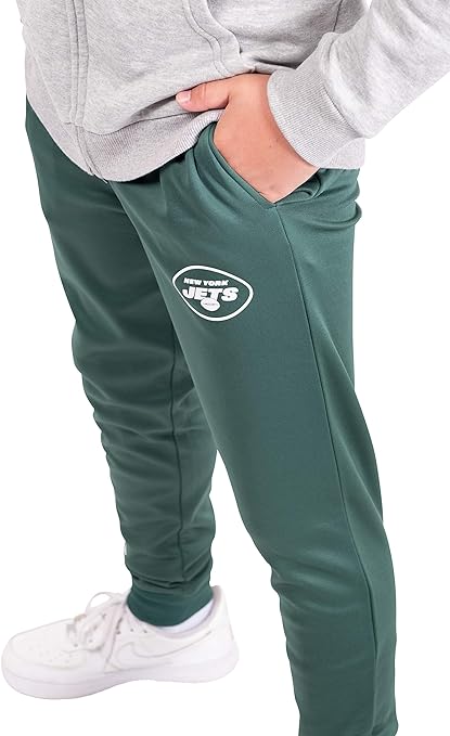 Ultra Game NFL New York Jets Youth High Performance Moisture Wicking Fleece Jogger Sweatpants|New York Jets - UltraGameShop