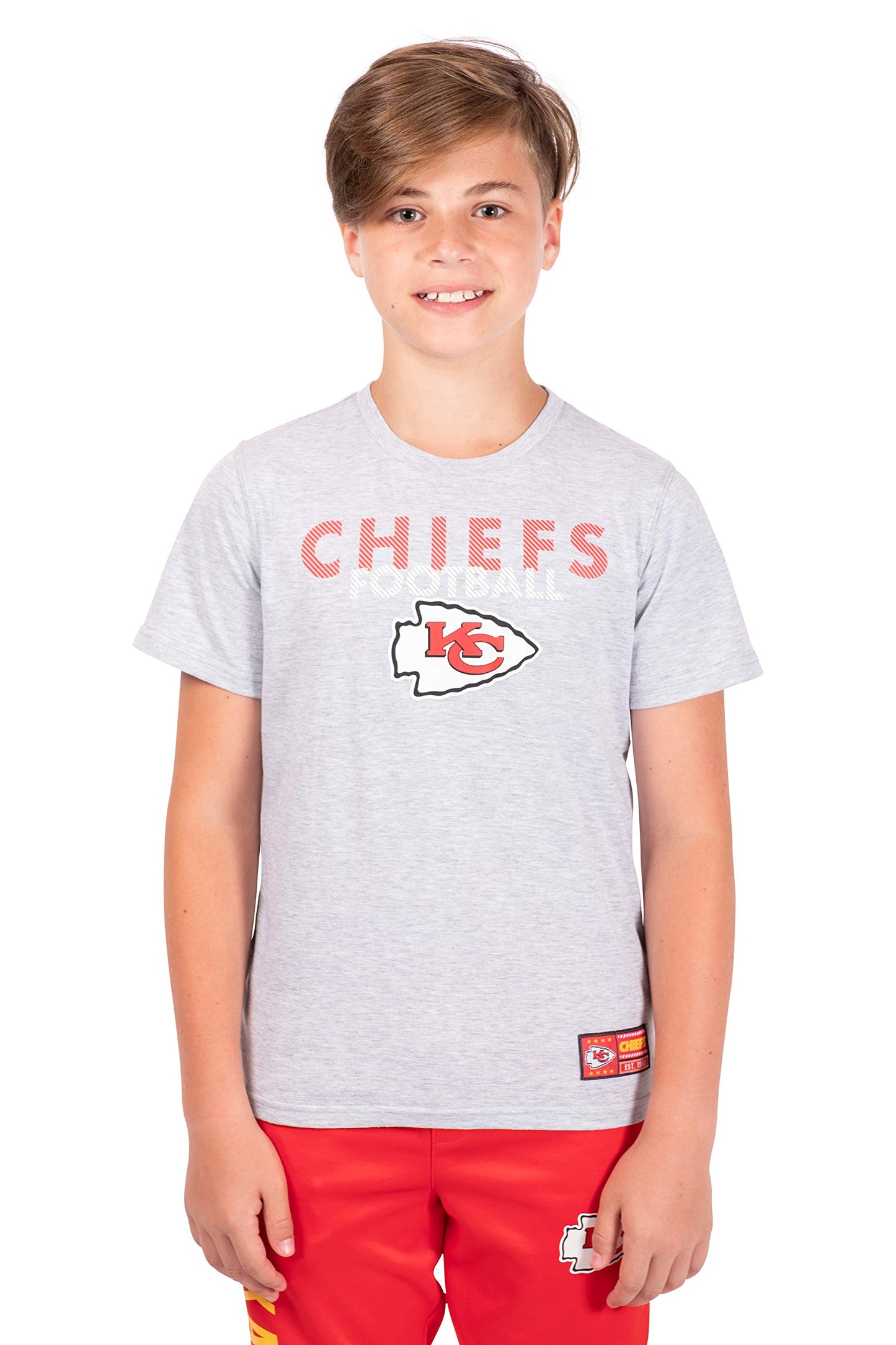 Ultra Game NFL Kansas City Chiefs Youth Active Crew Neck Tee Shirt|Kansas City Chiefs - UltraGameShop