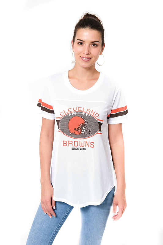 Ultra Game NFL Cleveland Browns Womens Soft Mesh Jersey Varsity Tee Shirt|Cleveland Browns - UltraGameShop