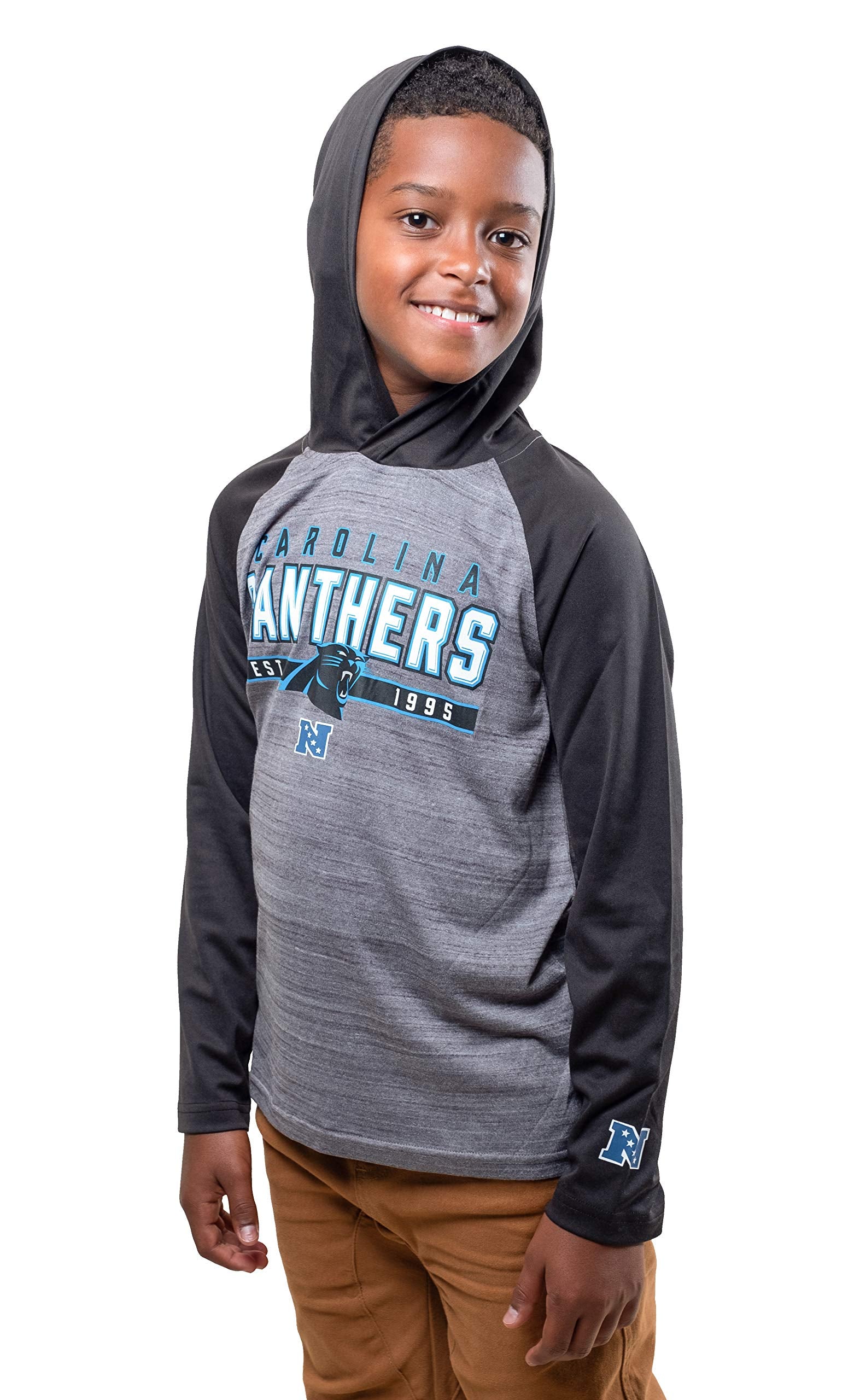 Ultra Game NFL Carolina Panthers Youth Moisture Wicking Athletic Performance Pullover Lightweight Sweatshirt Hoodie|Carolina Panthers
