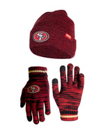 Ultra Game NFL San Francisco 49ers Womens Super Soft Marled Winter Beanie Knit Hat with Extra Warm Touch Screen Gloves|San Francisco 49ers
