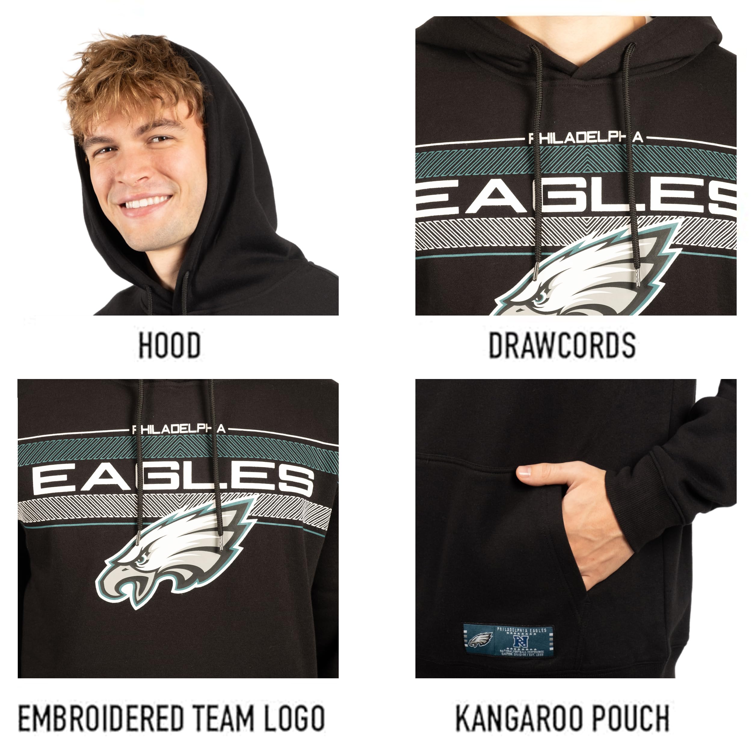 Ultra Game NFL Philadelphia Eagles Mens Super Soft Supreme Pullover Hoodie Sweatshirt|Philadelphia Eagles