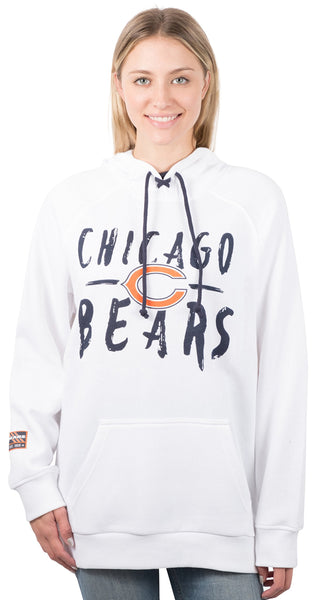 Ultra Game NFL Chicago Bears Womens Fleece Hoodie Pullover Sweatshirt Tie Neck|Chicago Bears