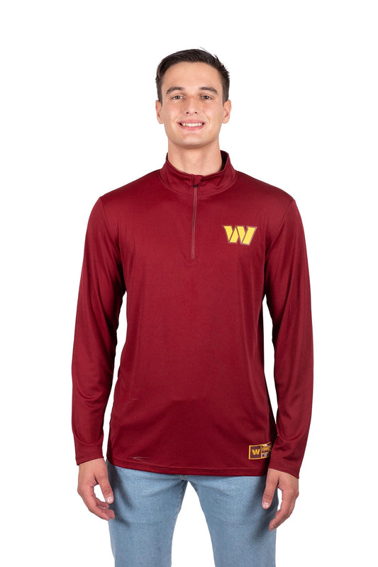 Ultra Game NFL Washington Commanders Mens Super Soft Quarter Zip Long Sleeve T-Shirt|Washington Commanders - UltraGameShop