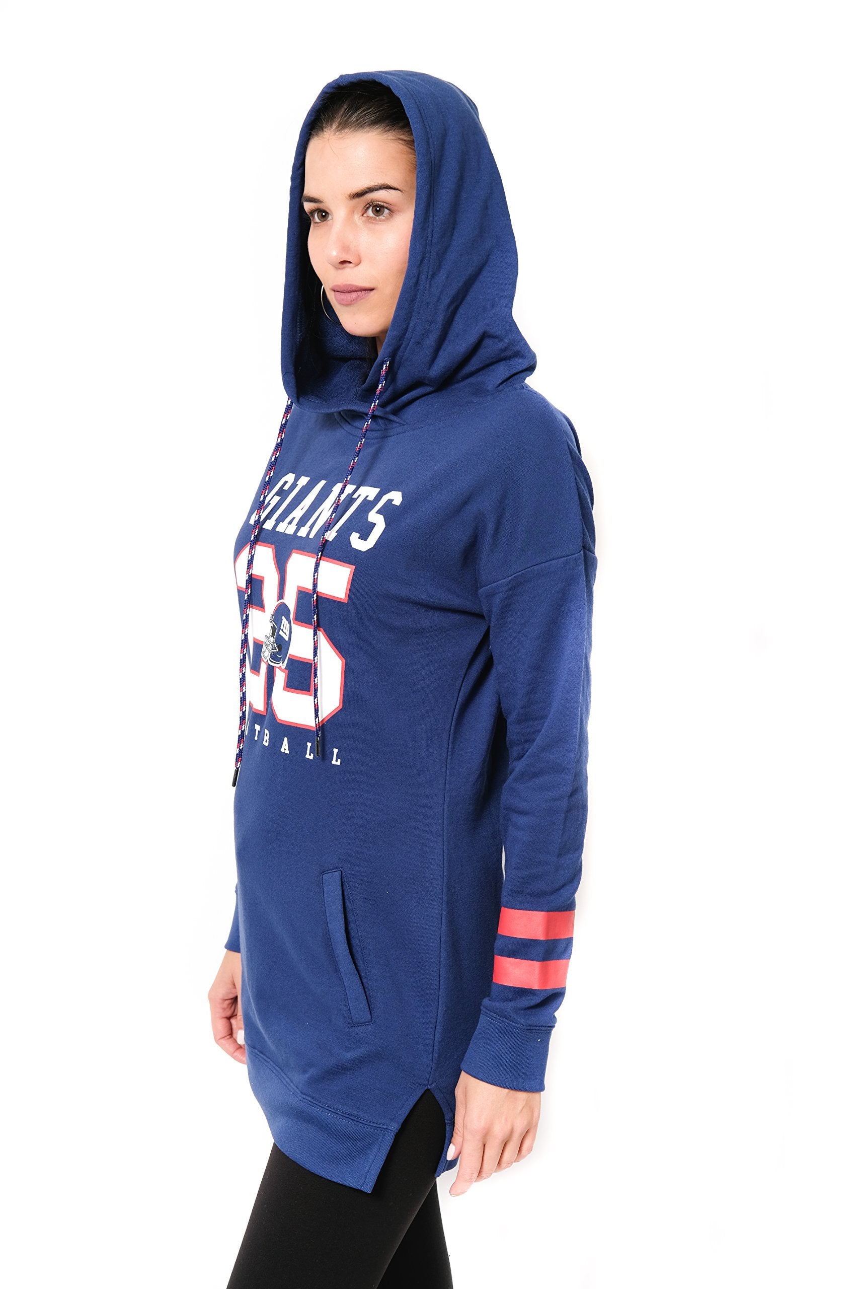 Ultra Game NFL New York Giants Womens Soft French Terry Tunic Hoodie Pullover Sweatshirt|New York Giants