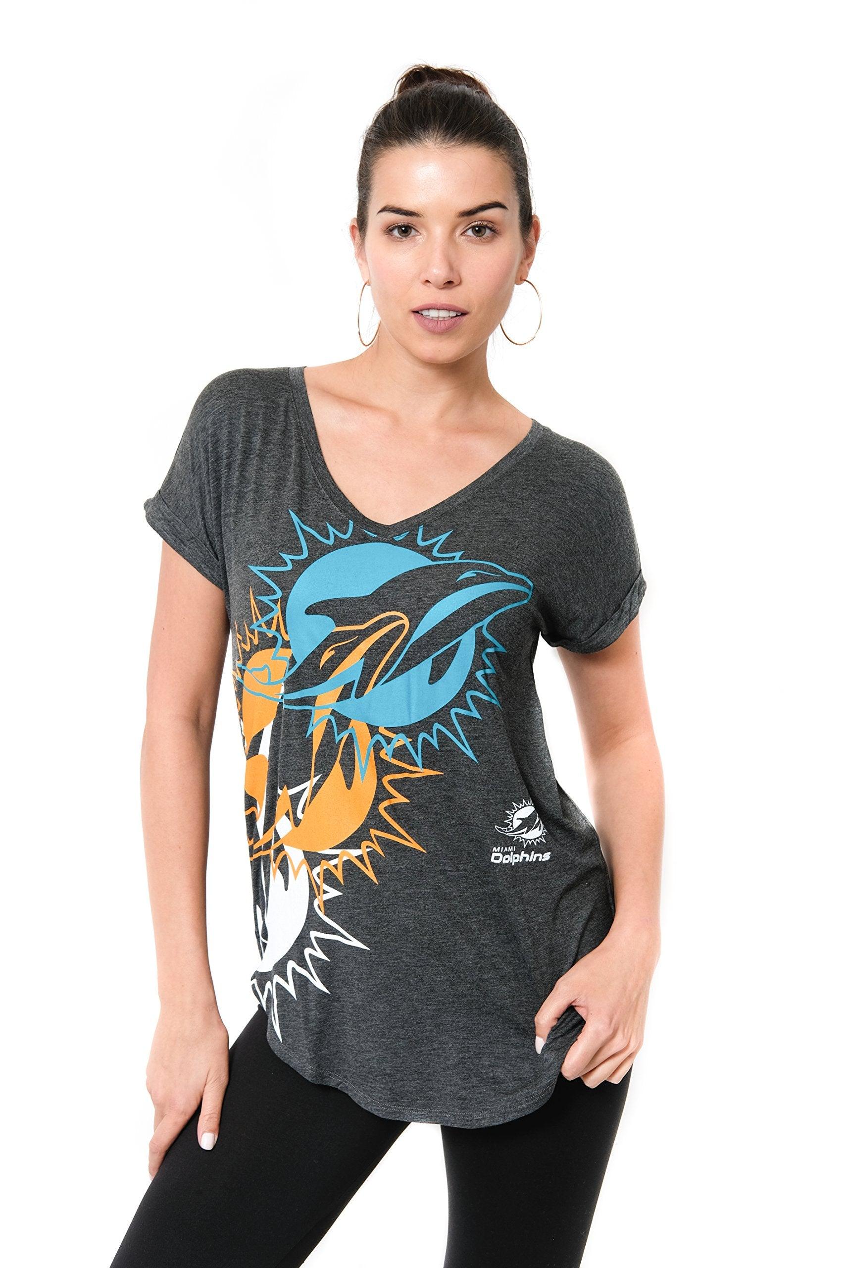 Ultra Game NFL Miami Dolphins Womens Vintage Stripe Soft Modal Tee Shirt|Miami Dolphins - UltraGameShop