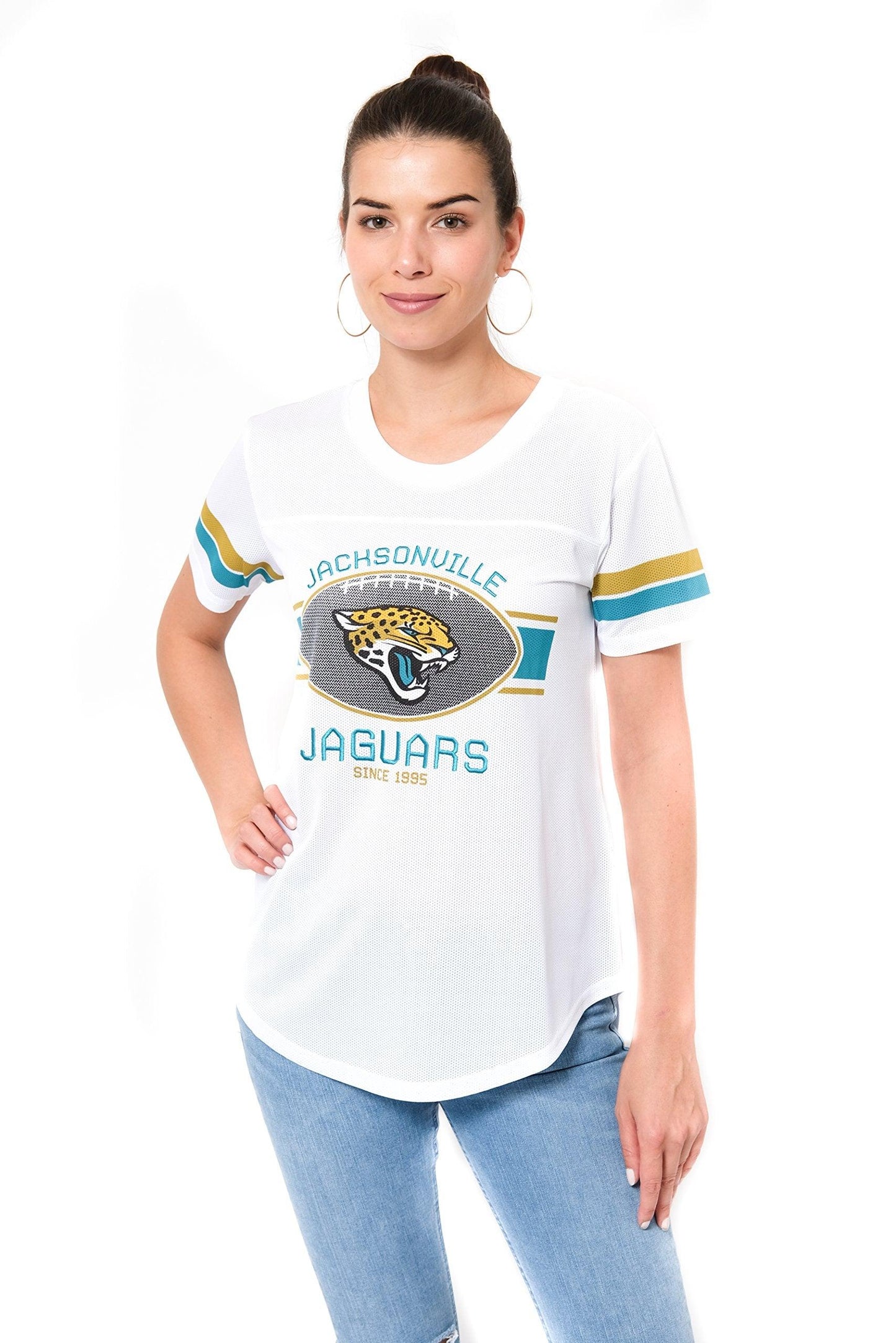 Ultra Game NFL Jacksonville Jaguars Womens Soft Mesh Jersey Varsity Tee Shirt|Jacksonville Jaguars - UltraGameShop