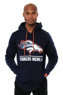 Ultra Game NFL Denver Broncos Mens Embroidered Fleece Hoodie Pullover Sweatshirt|Denver Broncos