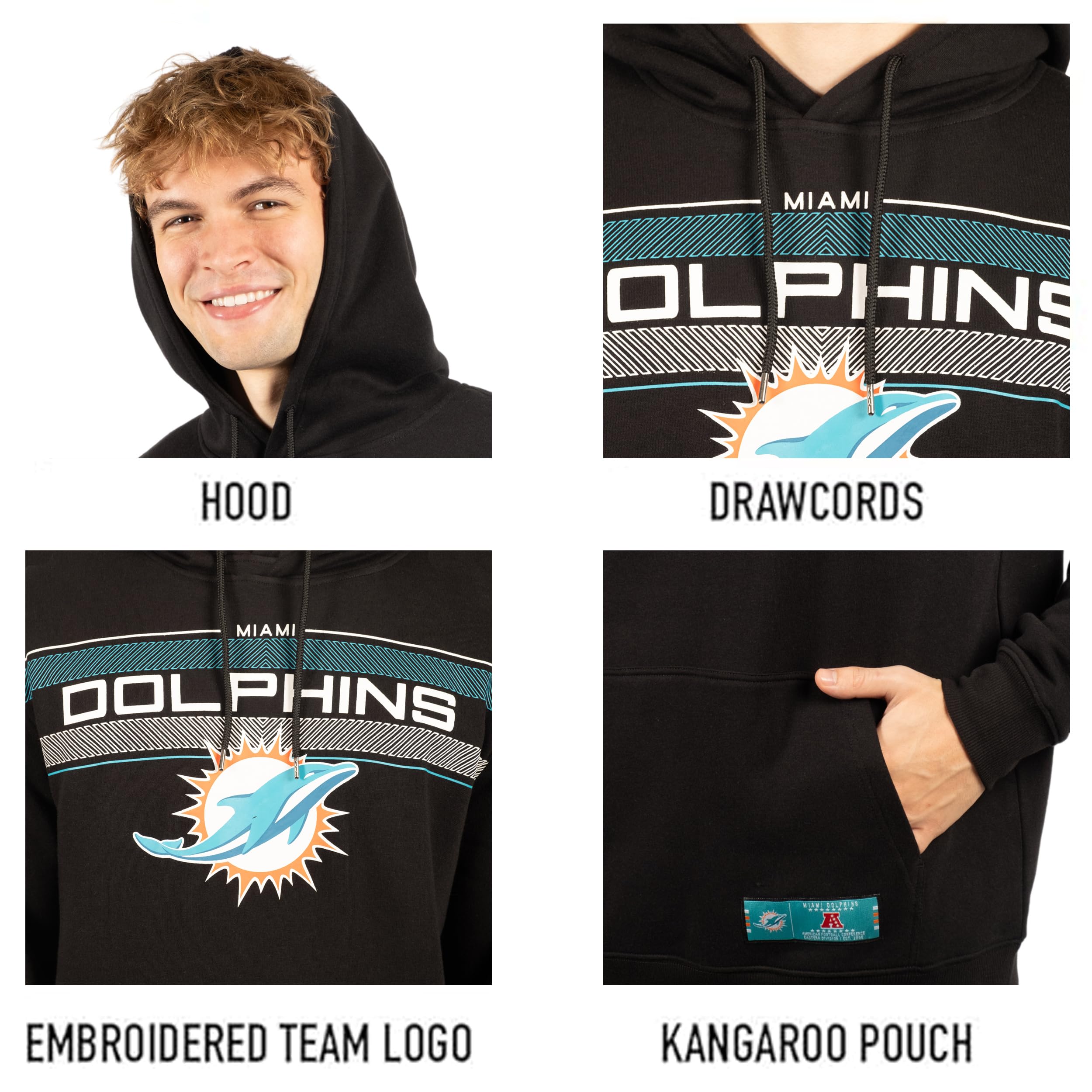 Ultra Game NFL Miami Dolphins Mens Super Soft Supreme Pullover Hoodie Sweatshirt|Miami Dolphins