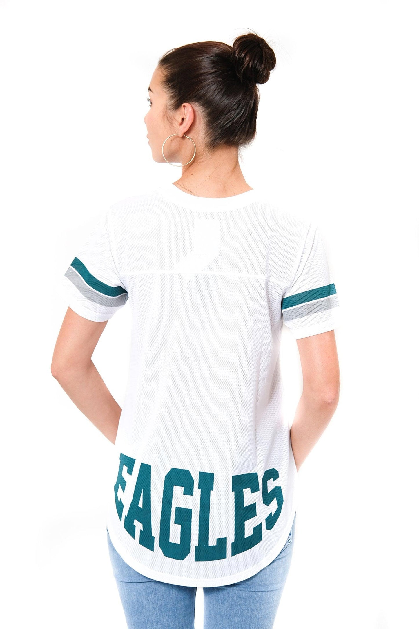 Ultra Game NFL Philadelphia Eagles Womens Soft Mesh Jersey Varsity Tee Shirt|Philadelphia Eagles - UltraGameShop