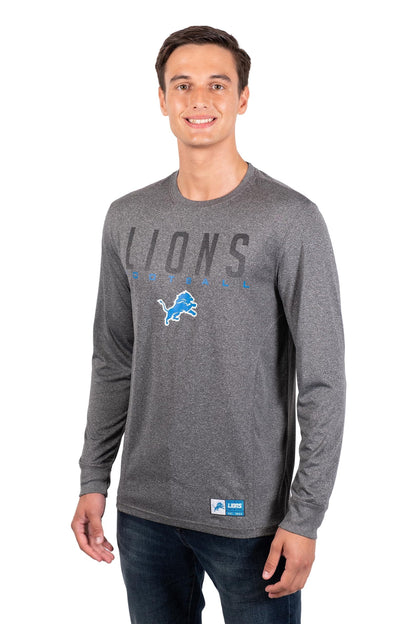 Ultra Game NFL Detroit Lions Mens Active Quick Dry Long Sleeve T-Shirt|Detroit Lions - UltraGameShop