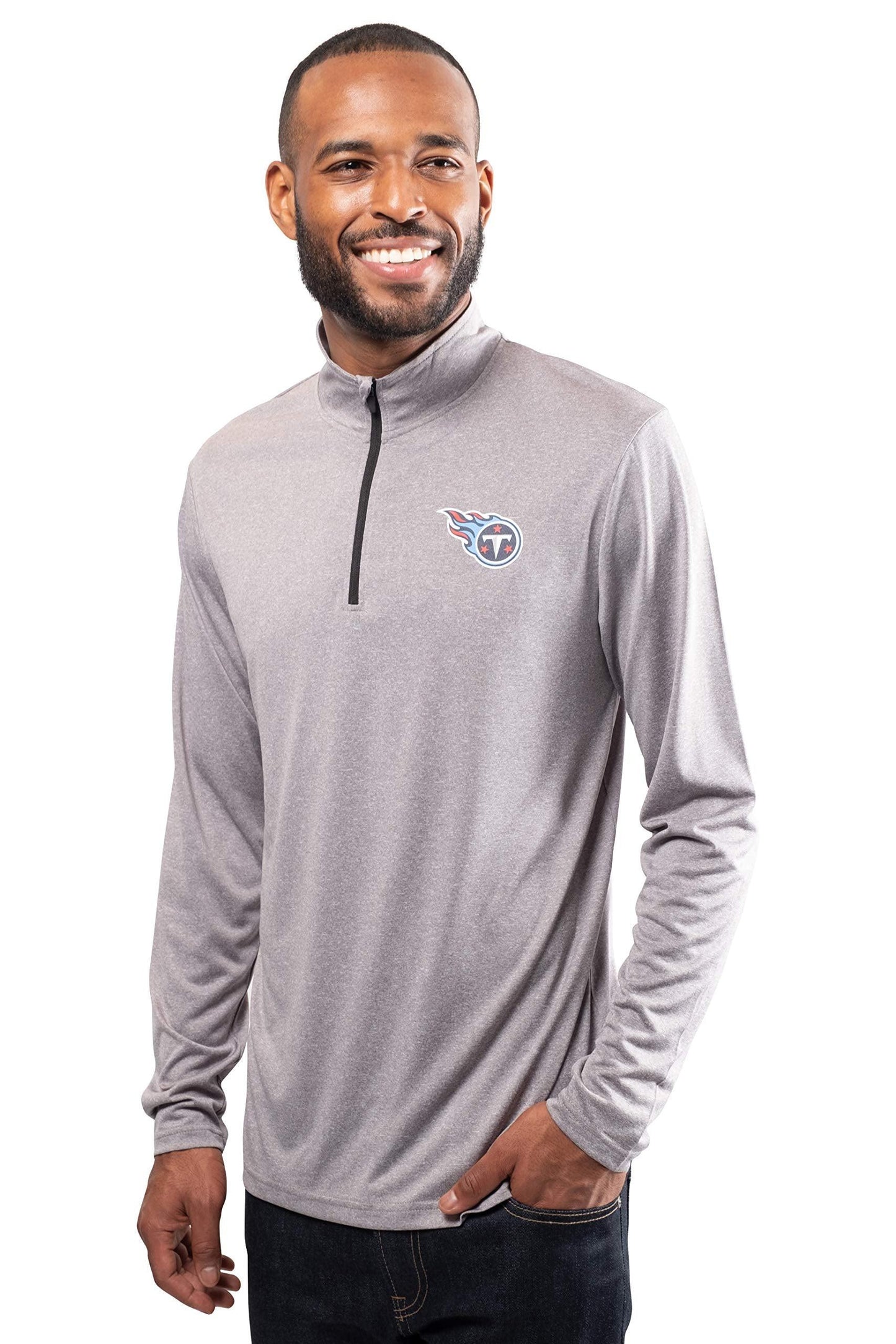 Ultra Game NFL Tennessee Titans Mens Super Soft Quarter Zip Long Sleeve T-Shirt|Tennessee Titans - UltraGameShop