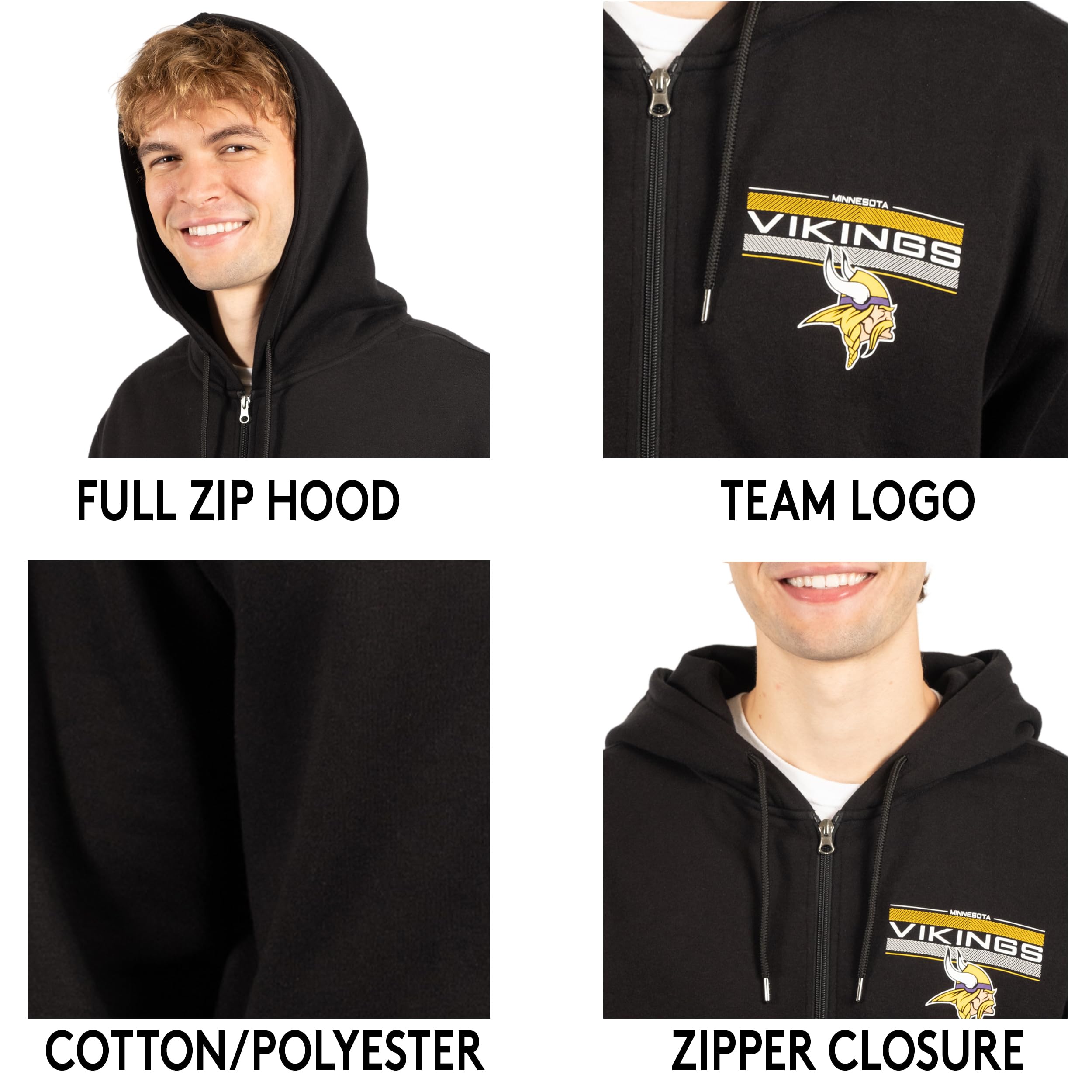 Ultra Game NFL Minnesota Vikings Mens Standard Sherpa Full Zip Cozy Fleece Hoodie Sweatshirt Jacket|Minnesota Vikings