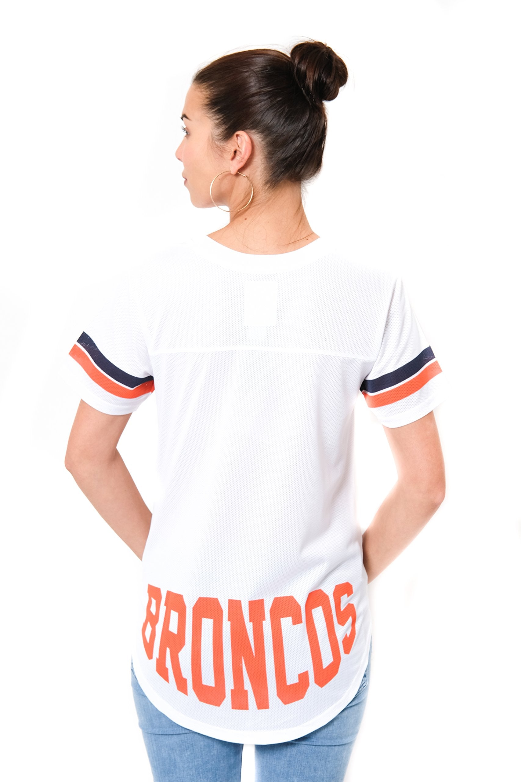 Ultra Game NFL Denver Broncos Womens Soft Mesh Jersey Varsity Tee Shirt|Denver Broncos - UltraGameShop