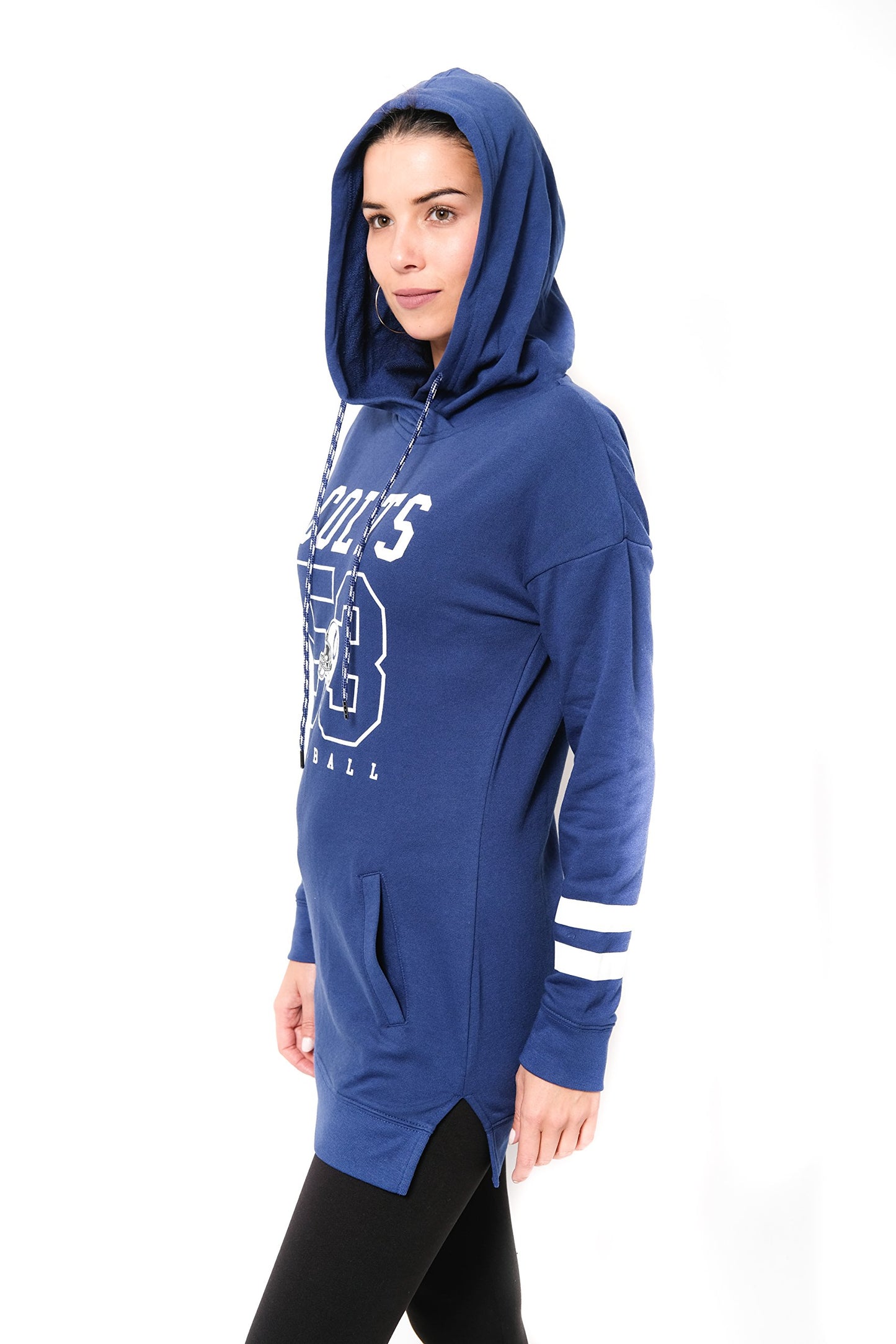 Ultra Game NFL Indianapolis Colts Womens Soft French Terry Tunic Hoodie Pullover Sweatshirt|Indianapolis Colts - UltraGameShop