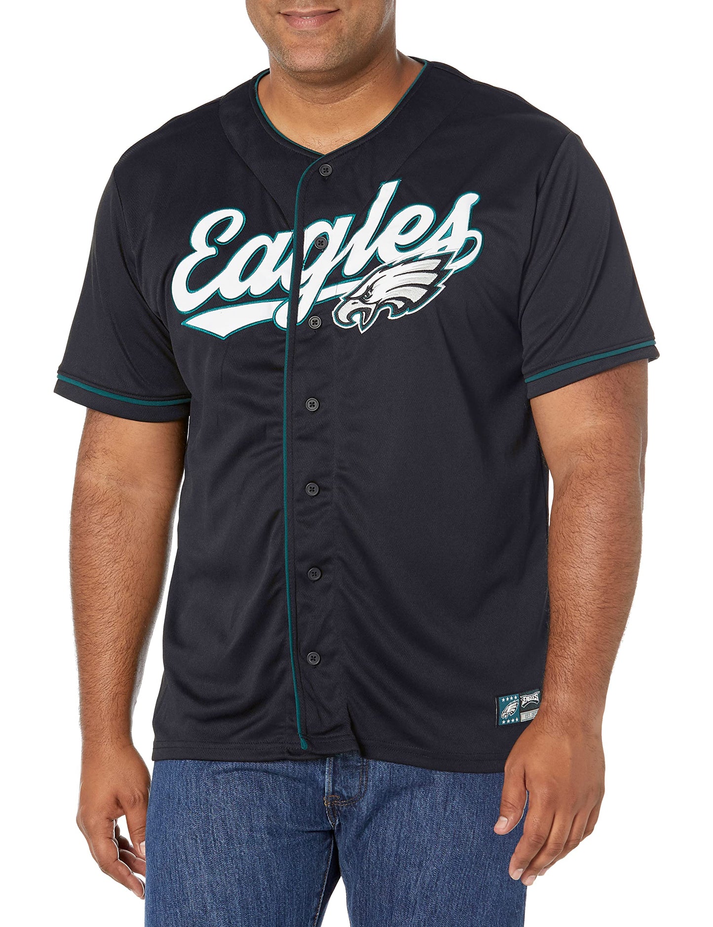 Ultra Game NFL Philadelphia Eagles Mens Game Day Button Down Baseball Mesh Jersey Shirt|Philadelphia Eagles - UltraGameShop