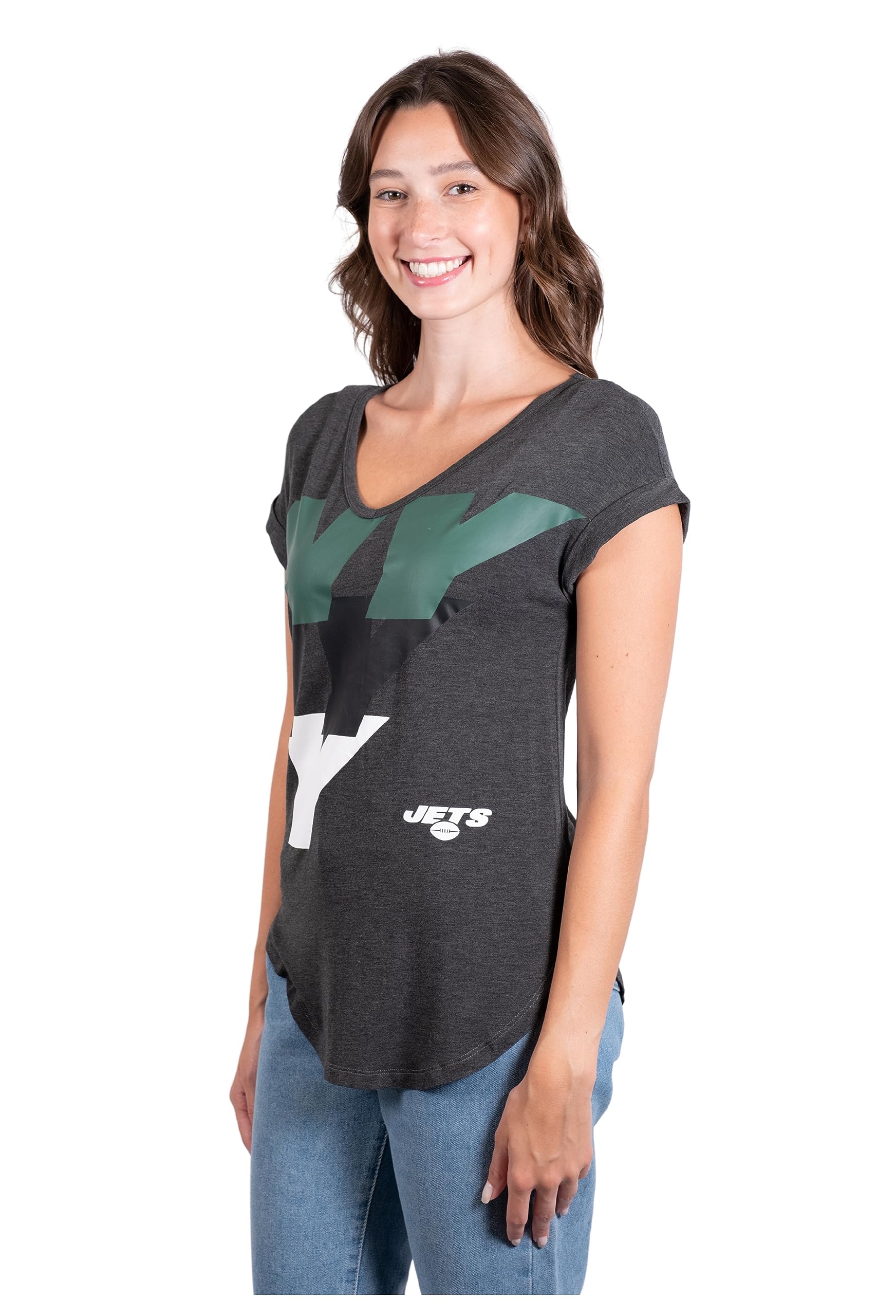 Ultra Game NFL New York Jets Womens Vintage Stripe Soft Modal Tee Shirt|New York Jets