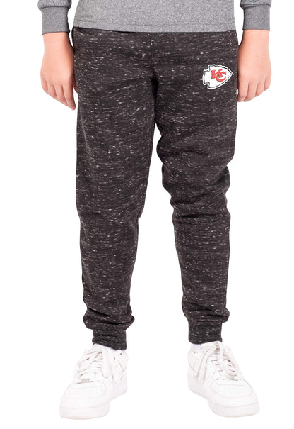 Ultra Game NFL Kansas City Chiefs Youth Extra Soft Black Snow Fleece Jogger Sweatpants|Kansas City Chiefs - UltraGameShop