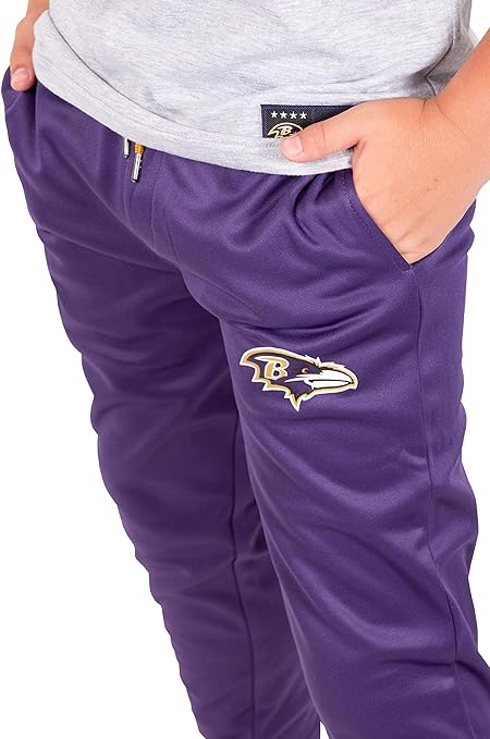 Ultra Game NFL Baltimore Ravens Youth High Performance Moisture Wicking Fleece Jogger Sweatpants|Baltimore Ravens